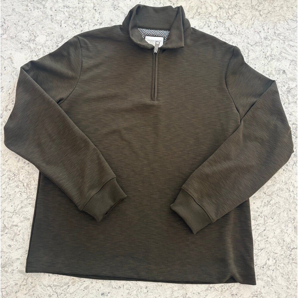 Men's DENIM & FLOWER Ricky Singh Relaxed Fit Quarter Zip Sweater Size Medium